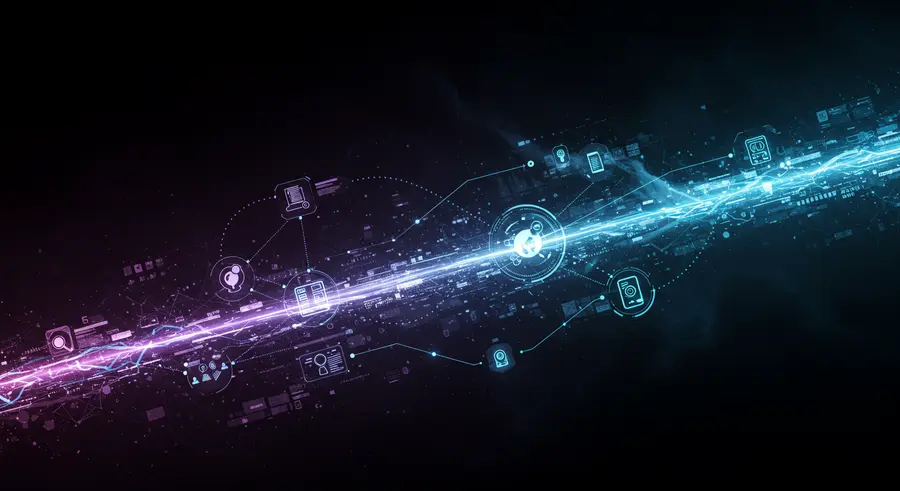 Futuristic serverless architecture with edge computing nodes